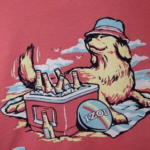 NWT T-Shirt IZOD SALTWATER Size Large Shrt Slve "Rapture Rose" Dog Beach Beer